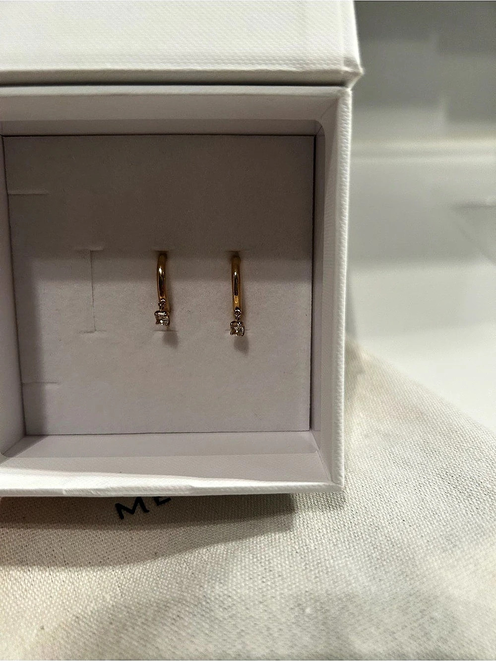 Mejuri Round Lab Grown Sapphire Hoops Gold Earrings - Picture 3 of 4